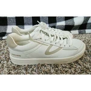 Tretorn Serve Sneakers Womens 7 White Taupe Casual Low Top Lace Up Shoes